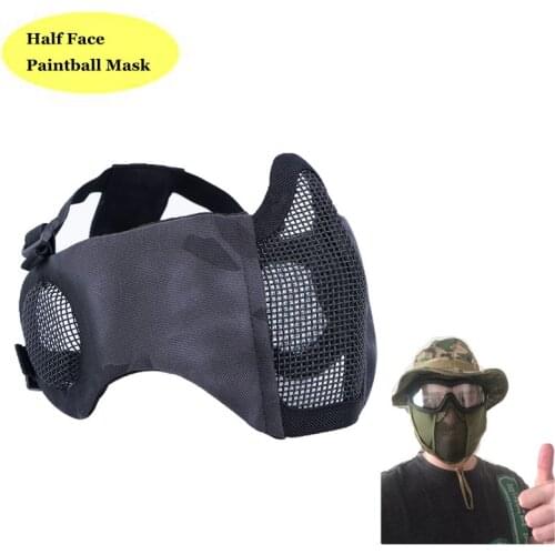 Tactical Paintball Half Face Mask Breathable Steel Mesh Military Airsoft Combat Protection Mask Hunting Shooting CS Face Masks