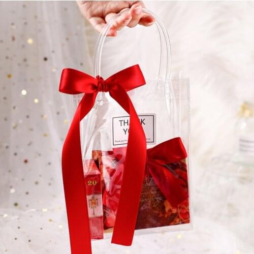 5/10Pc Semi Transparent PVC Frosted PP Handbag Christmas Gift Packing Candy Bridesmaid Wedding Souvenir Flower New Year Gift Bag
