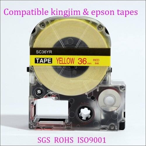 High-quality mixed sizes compatible Red on Yellow label tape for label maker SC6YR, SC9YR, SC12YR,SC18YR,SC24YR,SC36YR