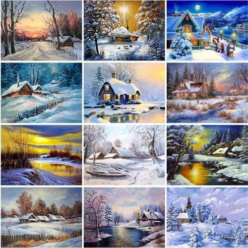Winter Landscape Diy 5D Diamond Painting Full Square Drill Cross Stitch Resin Snow Scenic Diamond Embroidery Mosaic Home Decor