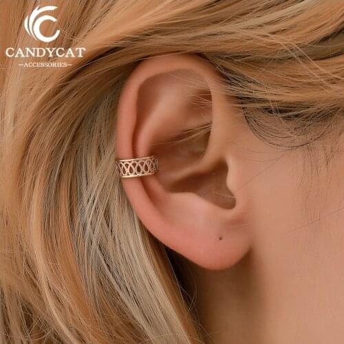Punk Vintage Hollow Geometric Clip Earrings For Women 2019 Statement Ethnic Pattern Ear Bone Clip Unisex Fashion Jewelry Gifts