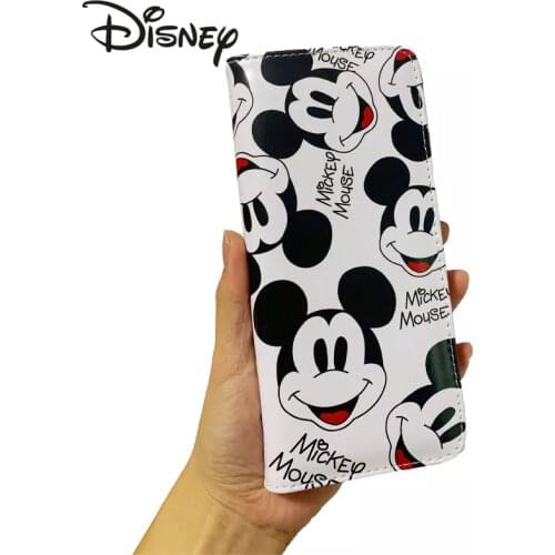 Disney New Cute Mickey Mouse Wallet Long Ladies Wallet PU Coin Purse Cartoon Luxury Folding Magnetic Buckle Student Wallet