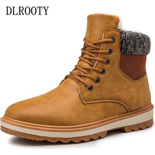 Winter Men Snow Boots Martin Ankle Warm Short Plush Male Casual Shoes Man Flat Fashion Platform Round Toe Waterproof Comfortable