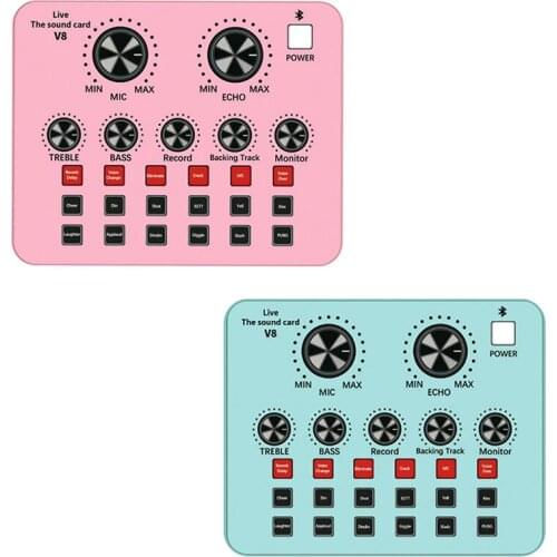 Bluetooth Live Sound Card 12 Kinds of Sound Effects Voice Converter for Live Singing Karaoke Home Audio and Video