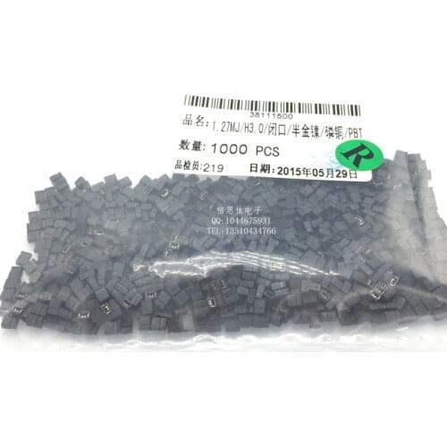 100pcs/1.27mm pitch short-circuit hood jumper cap short-circuit block shunt H3.0