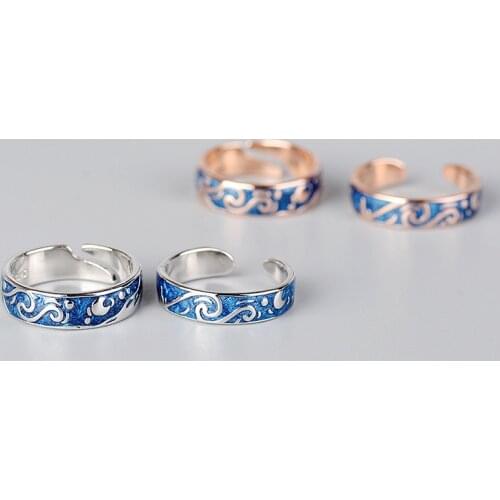 2020 new arrival Tibetan sliver anillo van gogh cloud couple rings for men women adjustable lover finger ring korean KCJ24