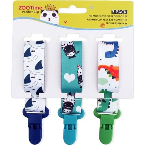 3 Pcs/Set Baby Pacifier Clip Pacifier Chain Dummy Clip Nipple Holder for Baby Cartoon Print Child Pacifier Clips Soother Holder