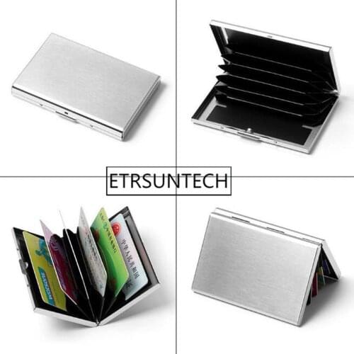 50pcs Stainless Steel Credit Card Holder Men Slim Anti Protect Travel ID Card Holder Women Rfid Wallet Metal Case