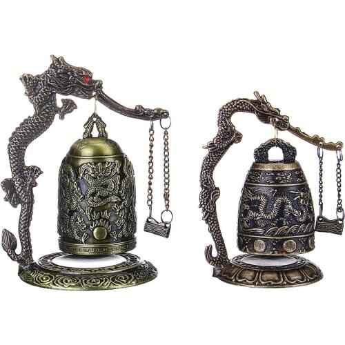 Bronze Bell Carved Dragon Buddhist Clock Bronze Chinese Good Luck Bell Desk Decorations