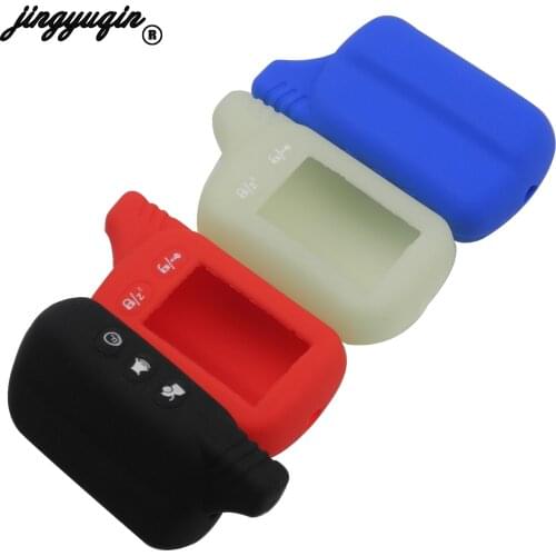 Jingyuqin Silicone Car key Case LCD Alarm Two Way Remote Fob Keychain Cover For Tomahawk TZ9030 TZ9020 TZ9031 TZ7010 Scher-khan
