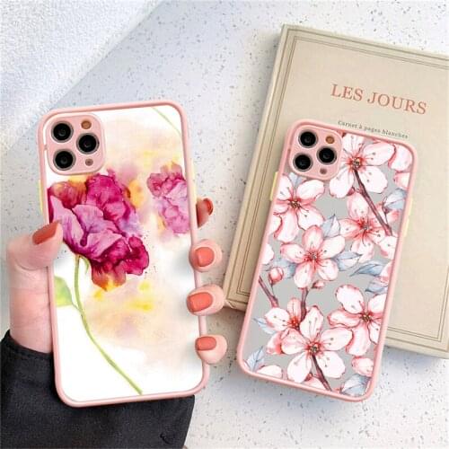 Luxury Cherry Rose Flowers Case For iPhone 12 11 Pro XS Max 7 8 Plus X XR 12 Mini SE 2020 Hard PC Camera Protection Back Cover