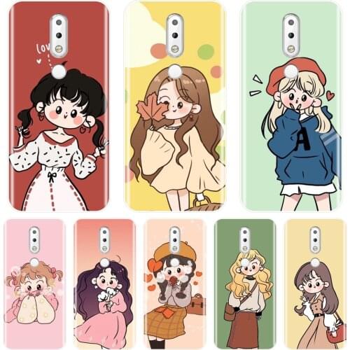 Case For Nokia 3.2 4.2 Japanese Girl Kawaii Cute Cartoon Silicone Soft Back Cover For Nokia 2.1 3.1 5.1 6.1 7.1 Plus Phone Case