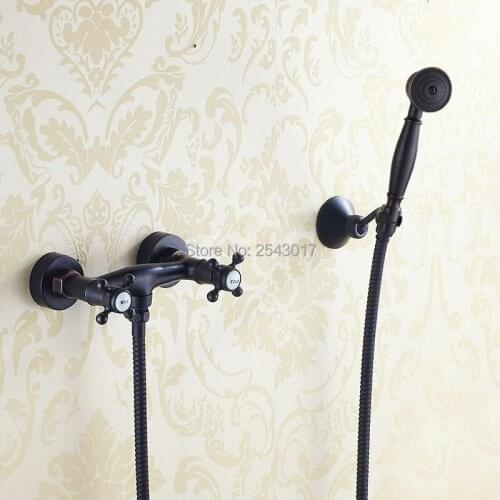 Black Bronze Finish Bathroom Shower Faucet Wall Mounted Noble Quality Bathtub Shower Mixer Double Handle Control ZR035
