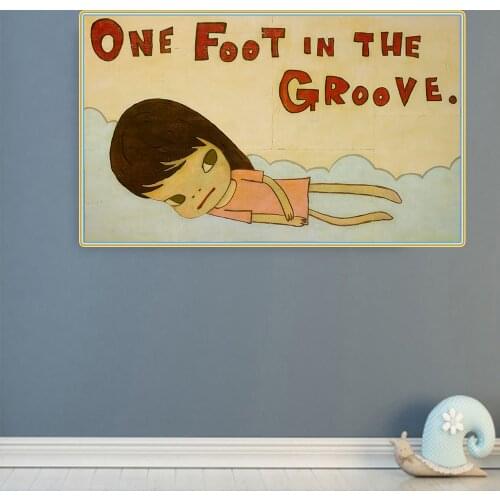 Citon Yoshitomo Nara《One foot in the groove》Canvas Art Oil painting Artwork Poster Picture Modern Wall decor Home Decoration