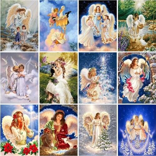 DIY 5D Diamond Painting Angel Girl Cross Stitch Full Round Drill Cartoon Fairy Diamond Embroidery Rhinestone Mosaic Home Decor