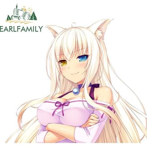EARLFAMILY 13cm x 11.6cm for Coconut Nekopara Car Assessoires Stickers Personality Windshield Bumper Decal Car Door Protector
