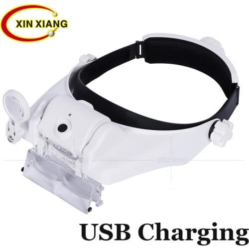 15 Multiples Headband Led Light Glasses Magnifier 3 LED Surgical Magnifying Glass with Light Eye Loupe Portable Reading Loupe