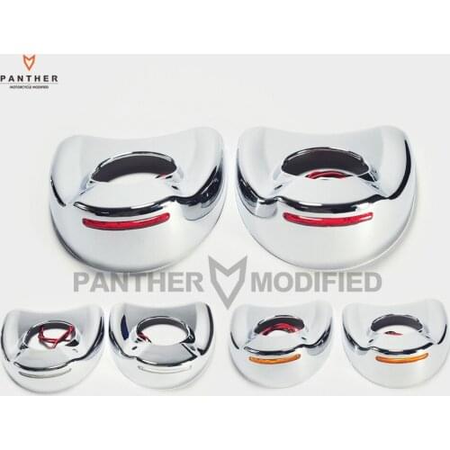 Chrome LED Motorcycle Side Mirror Cover Fairing Mount Shell case for Harley Electra Glide 1996-2016