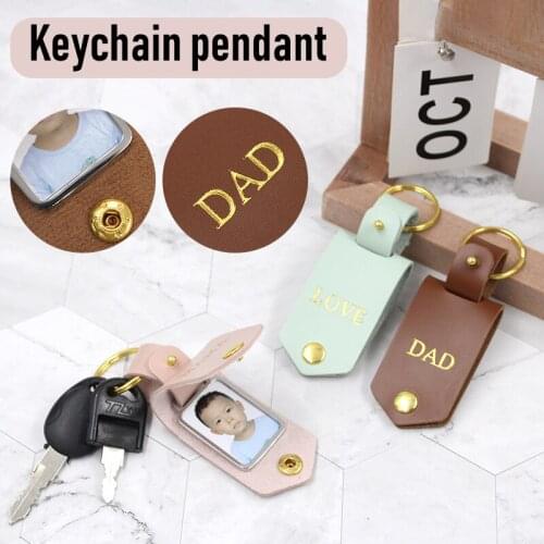 PU Leather Photo Keychain Personalised Photo Purse Charm Key Ring Gift For Father Mother A66
