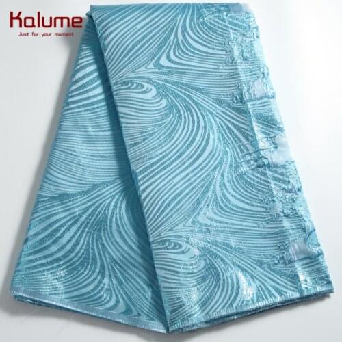 Kalume Hot Sale African Jacquard Lace Fabric 5 Yards French Tulle Gilding Lace Fabric For Party Dress Gilding Lace Fabric F2276