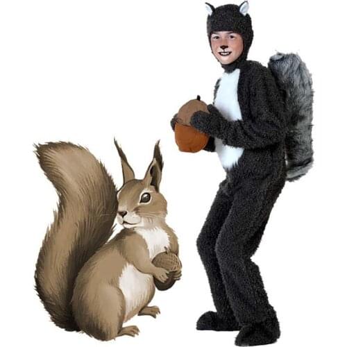 Adult Kids Animal Plush Squirrel Costume Clothes Stage Amphibian Costume Halloween Cosplay Child Animal Squirrel Jumpsuits