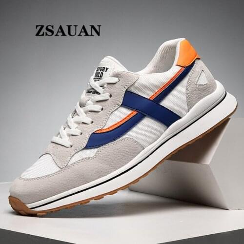 ZSAUAN Luxury Mens Sneakers Spring Summer Mesh Young Men Designer Shoes Leather Leisure Men Footwear Breathable