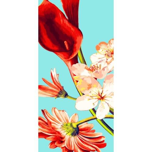 DIY Digital Painting By Numbers vertical flower oil painting mural Kits Coloring Wall Art Picture Gift frameless