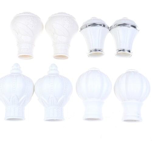 2Pcs Multiple Sizes Curtain Rod Cap Finials Plastic Vintage Drapery Rail Ends Plastic
