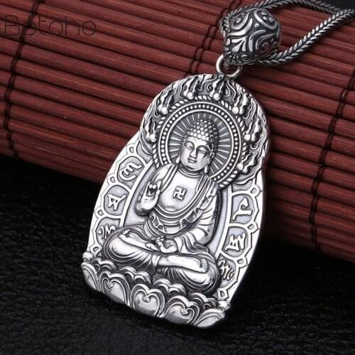 Real 100% S990 Silver colour Vairocana Buddha Statue Amulet Pendant Vintage Pure Thai Silver colour Buddhist Buddha Pendant