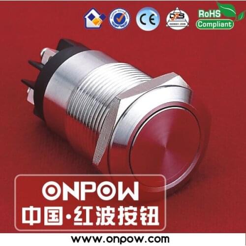 ONPOW 19mm stainless steel latching pushbutton switch anti-vandal LAS1GQ-11Z/L/S