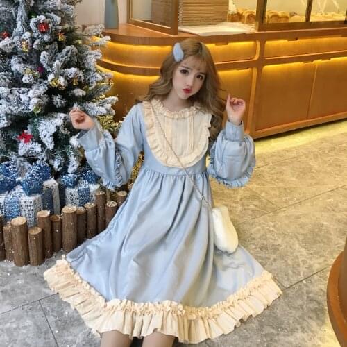 2020 autumn Factory original design sweet Lolita dress ruffled op long sleeve cute princess kawaii loli dress