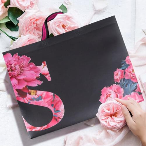 10PCS Hand Handle Waterproof Non Woven Fabric Gift Pouch Thickened Clothing Store Bags Flowers Starry Sky Packaging Shopping Bag