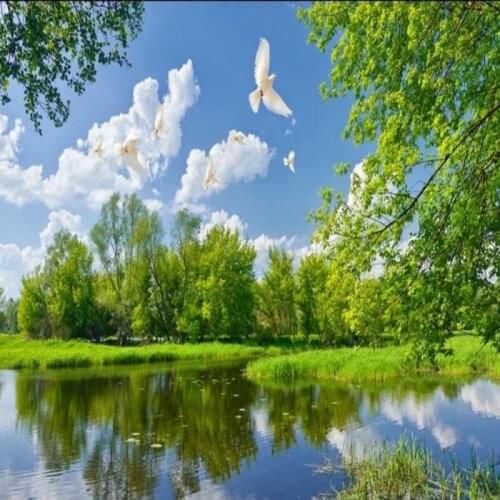 Dropship Fatman Waterproof Wallpaper Lake Scenery Foto Wallpapers Living Room Wallpaper Bedroom Modern Papier Peint Mural 3d