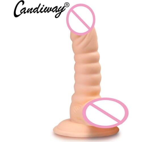 Candiwa Realistic Super Soft Rubber Dildo Clitoris Massager Stimulate Vaginal Orgasm Masturbation Wand Adult Sexy Toys For Women