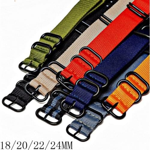 New 8 Colors NATO Watchband Nylon Strap Silver Ring Buckle 18mm 20mm 24mm Striped Replacement Band Watch Accessories