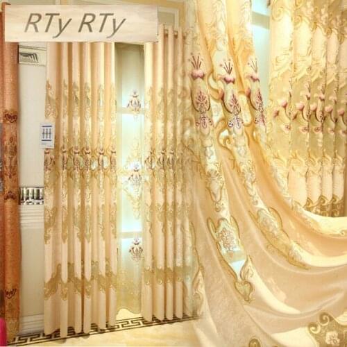 European Luxury Embroidery Window Screens Curtains For Living Room Bedroom Window Curtains Sheer Cloth Kitche Drapes Panel