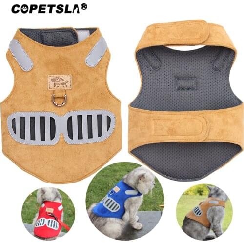 Copetsla New Cat Harness For Dog Adjustable Reflective Dog Cat Vest Harness and Leash Set Breathable Cat Harnesses Walking Lead