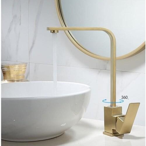 Basin Faucet Decked single lever hot cold basin faucet Brush gold 304 SUS Toilet Sink Faucet Water Crane Mixer