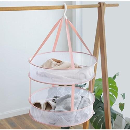 Clothes Drying Basket Household Sweater Drying Net Windproof Hanging Clothes Drying Net 3 Colors Double-layer Laundry Rack Mesh