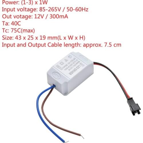Electronic Transformer LED Power Supply Driver Adapter 3X1W Simple AC 85V-265V To DC 2V-12V 300mA LED Strip Driver