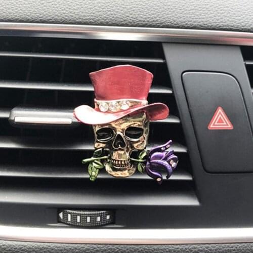 Flower Skull Car Decor Interior Accessories Air Freshener In Auto Outlet Perfume Clip Car Scent Smell Car Ornaments Cool Gifts