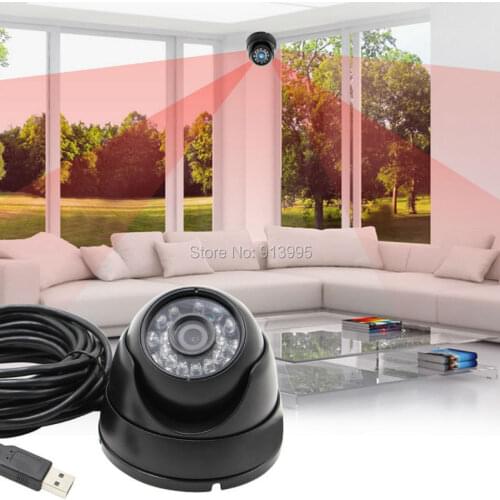 Waterproof 1.3 Megapixel HD Black MJPEG YUY2 CMOS Low Illumination Low Light 0.01lux Dome Night Vision IR Webcam for home use