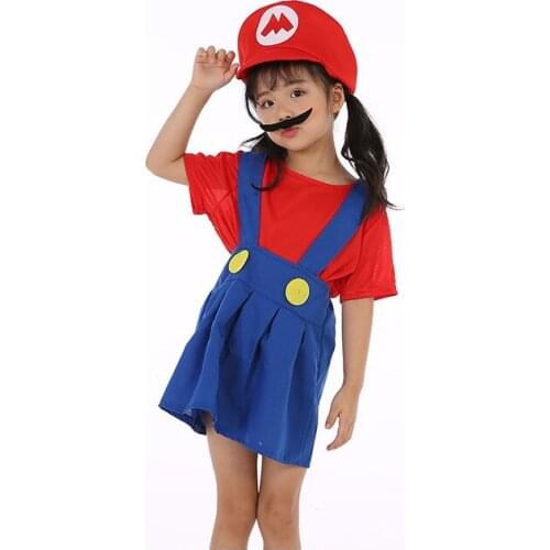 Adults and Kids Super Bros Cosplay Dance Costume Set for Kids New Year Gift Children Halloween Party Costume