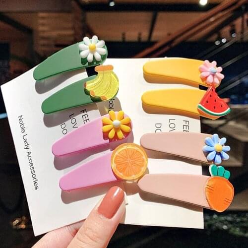 2Pcs/Set Cute Fashion Childrens Hairpin Girl Hair Accessories Princess Bowknot Baby Cartoon Fruit Animal Headband For Kids
