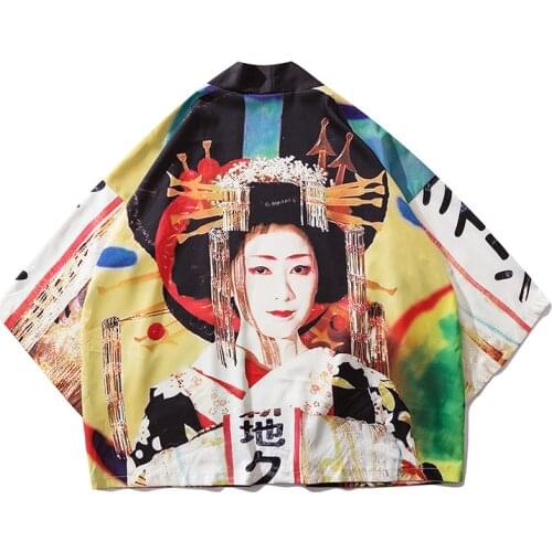Japanese Kimono Jackets Geisha Printed 2020 Women Harajuku Streetwear Casual Thin Gown Japan Style Loose Shirts