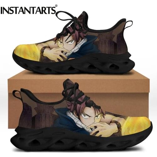 INSTANTARTS 2021 New Style Comfort Platform Mesh Sneakers Anime Fairy Tail Pattern Women Flat Shoes Breathable Casual Footwear