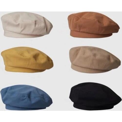 Women Girl Beret Artist Warm cotton Octagonal Flat Cap autumn Winter Beanie Hat Cap Vintage Beret Hats Solid Color Cap Hat Woman