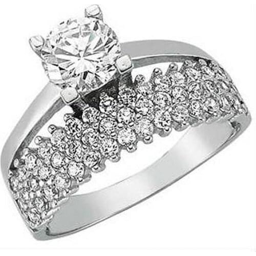 Women Silver Multi Stone With Zircon Gemstone Ring Solitaire Ring Wedding Engagement Ring Solid 925 Sterling Silver