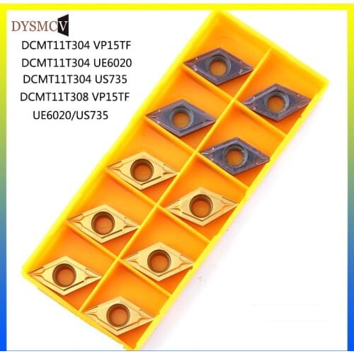 10pcs DCMT11T308 DCMT11T304 VP15TF UE6020 US735 Carbide Blade Internal Turning Milling Cutter CNC Tool Lathe Tool DCMT11T308