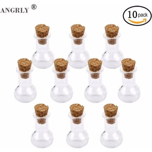 10 Pcs Wish Bottles Tiny Small Empty Clear Cork Glass Handmade Bottles Vials For Wedding Holiday Decoration Christmas Gifts